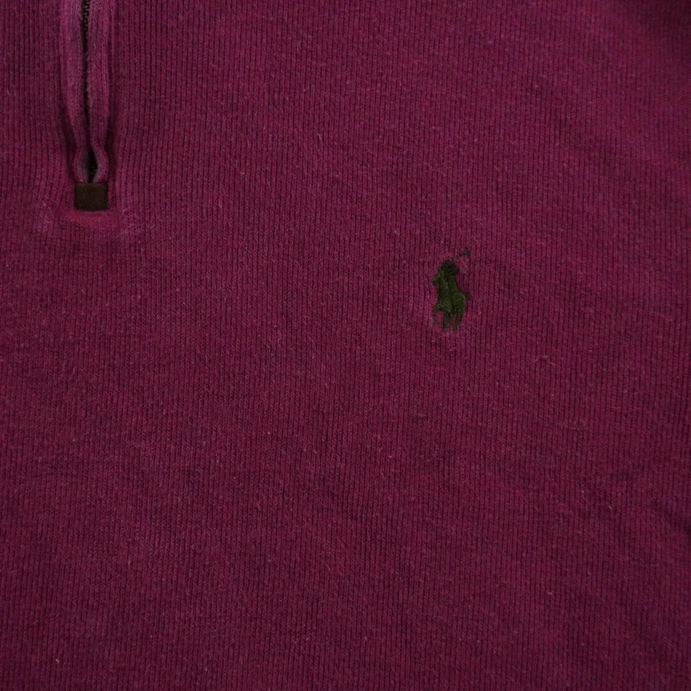 Polo Ralph Lauren Quarter Zip Pullover Mens XL Red Long Sleeve Ribbed Mock Neck